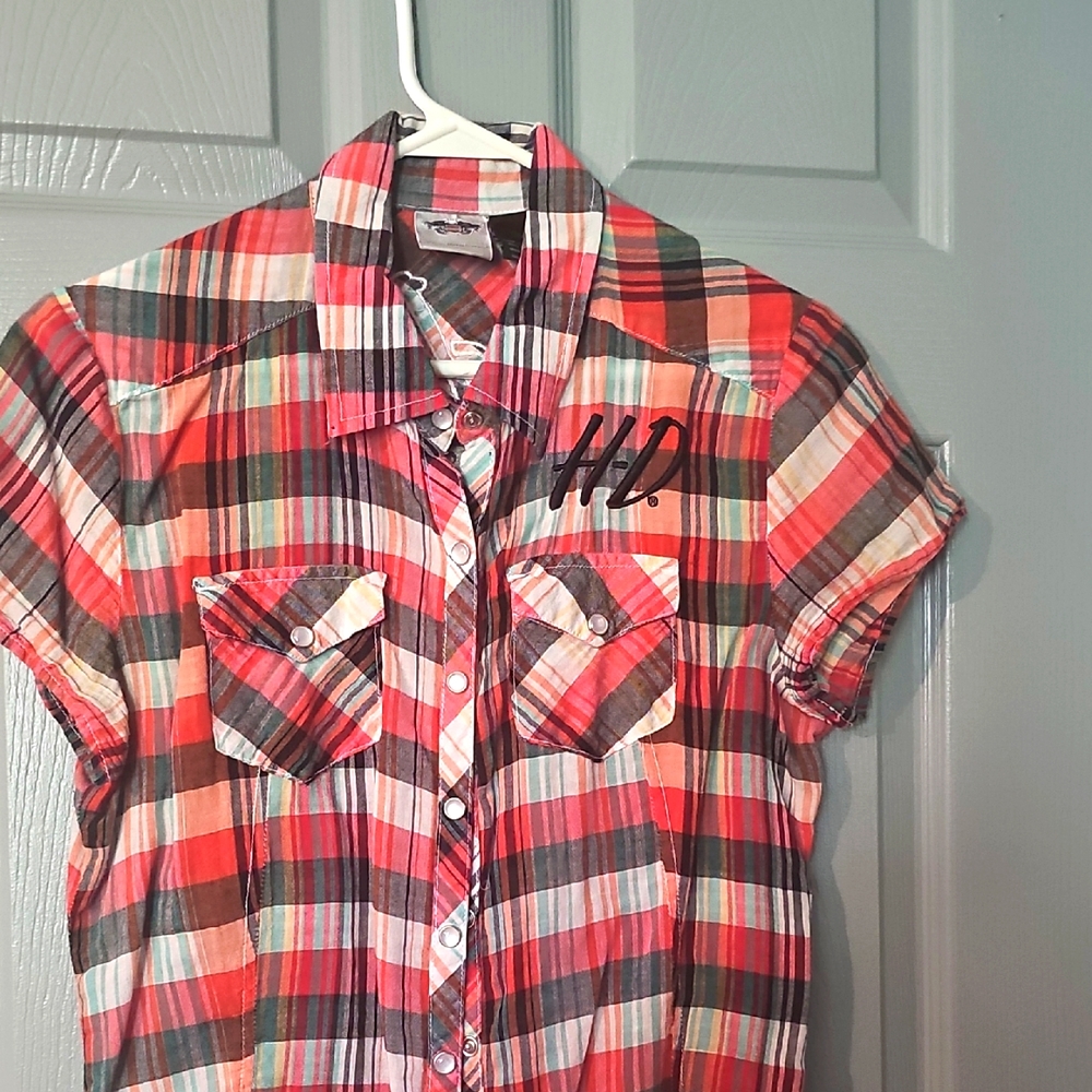 Harley-Davidson Red Plaid Button Down Shirt